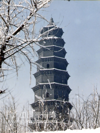 刚刚修葺完的龙泉塔，它当时孤零零地耸立在荒凉的东郊野外龙泉塔 1987年